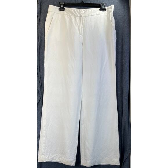 Nine West Pants - Nine West Women’s 10 White The Neo Classic Linen Blend Pockets Wide Leg Pants